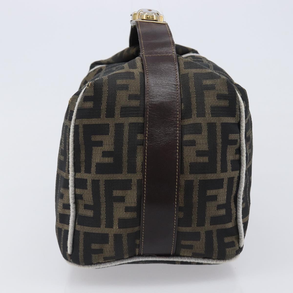 FENDI Zucca Canvas Vanity Hand Bag Black Brown Auth 206079