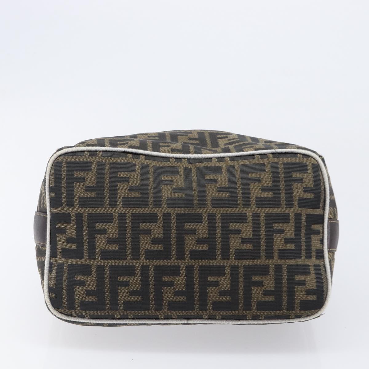 FENDI Zucca Canvas Vanity Hand Bag Black Brown Auth 206079