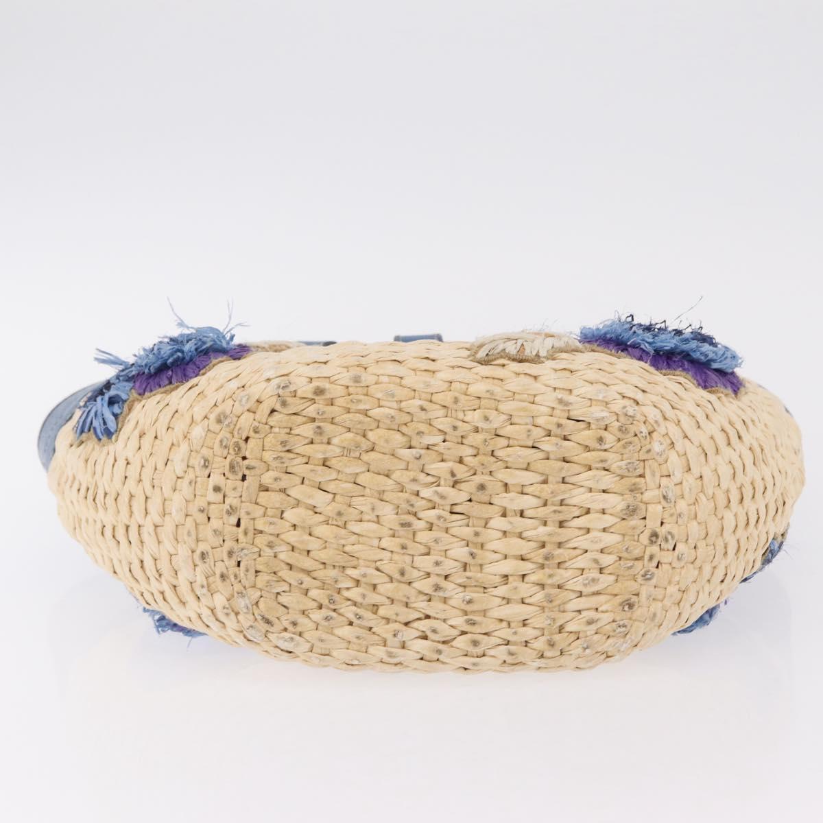 Miu Miu Hand Bag Raffia Beige Gold Auth 206081V