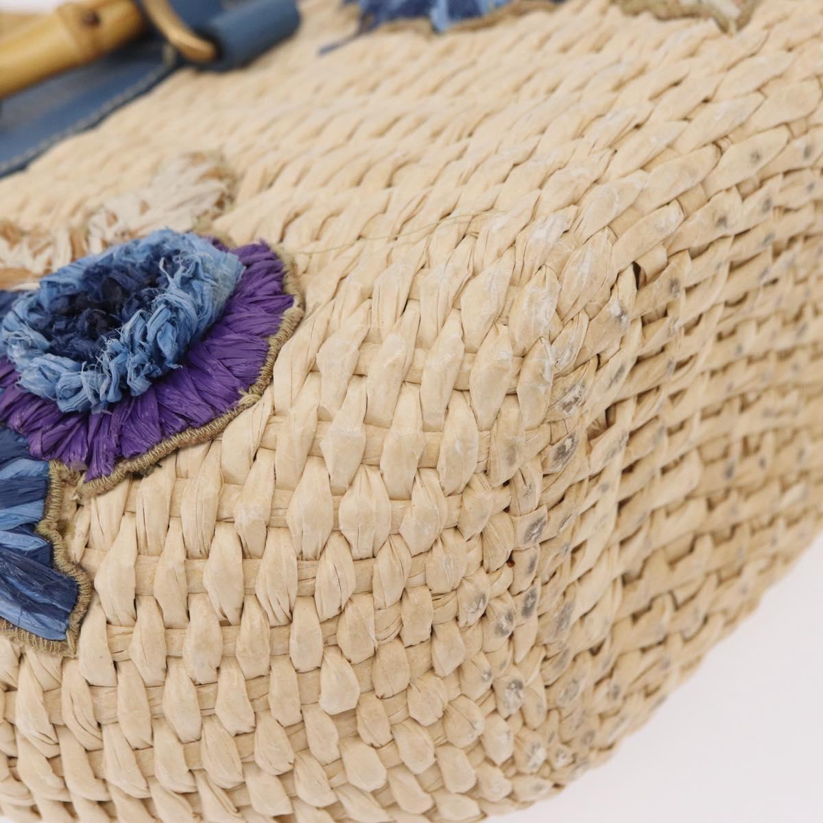 Miu Miu Hand Bag Raffia Beige Gold Auth 206081V