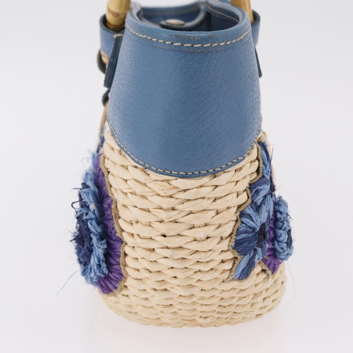 Miu Miu Hand Bag Raffia Beige Gold Auth 206081V