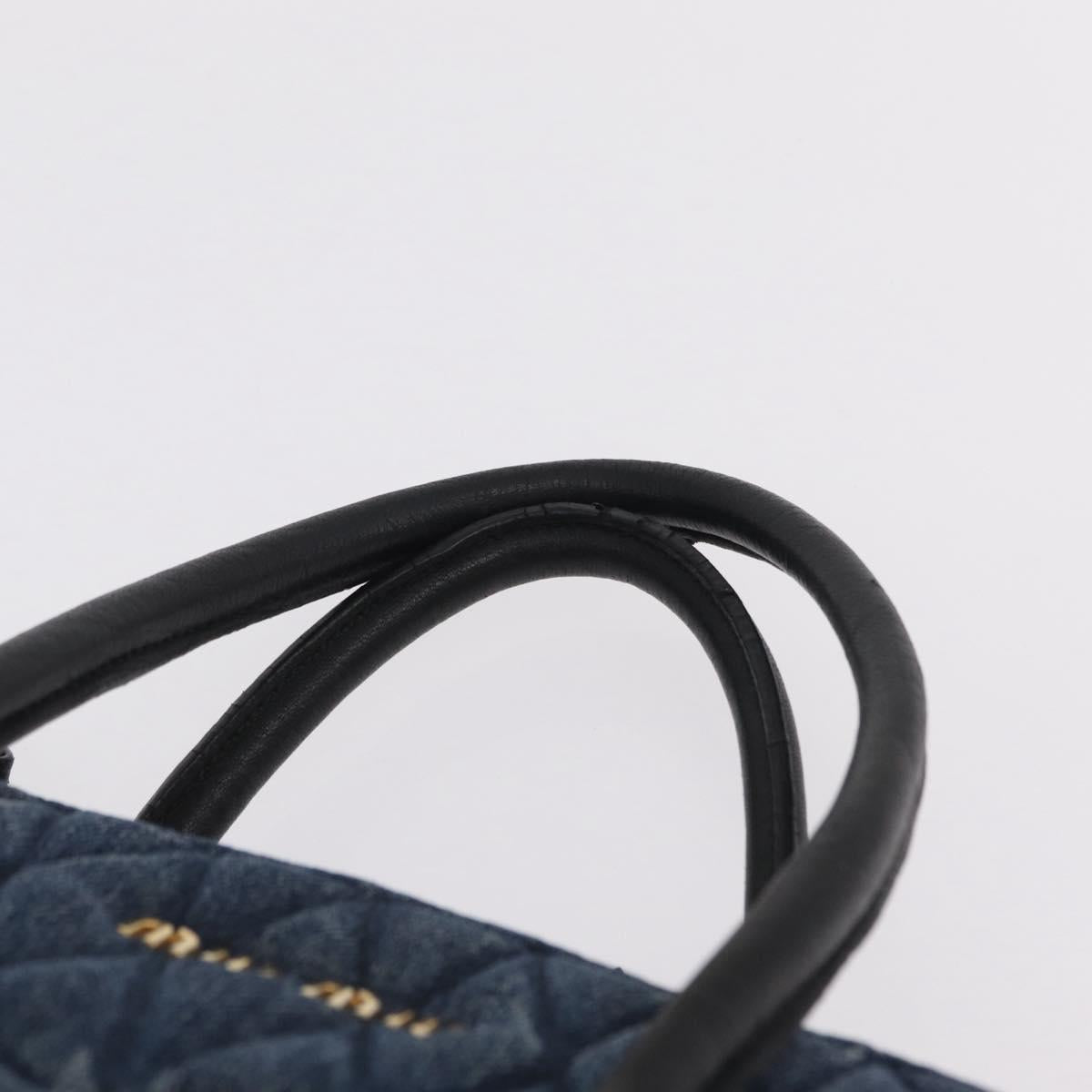 Miu Miu Biker Hand Bag Denim 2way Navy Gold Auth 206083V
