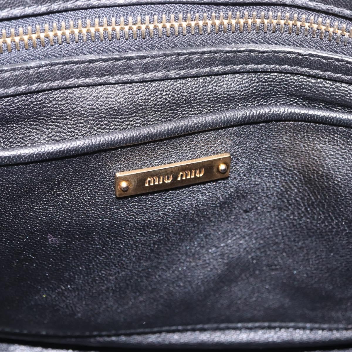 Miu Miu Biker Hand Bag Denim 2way Navy Gold Auth 206083V