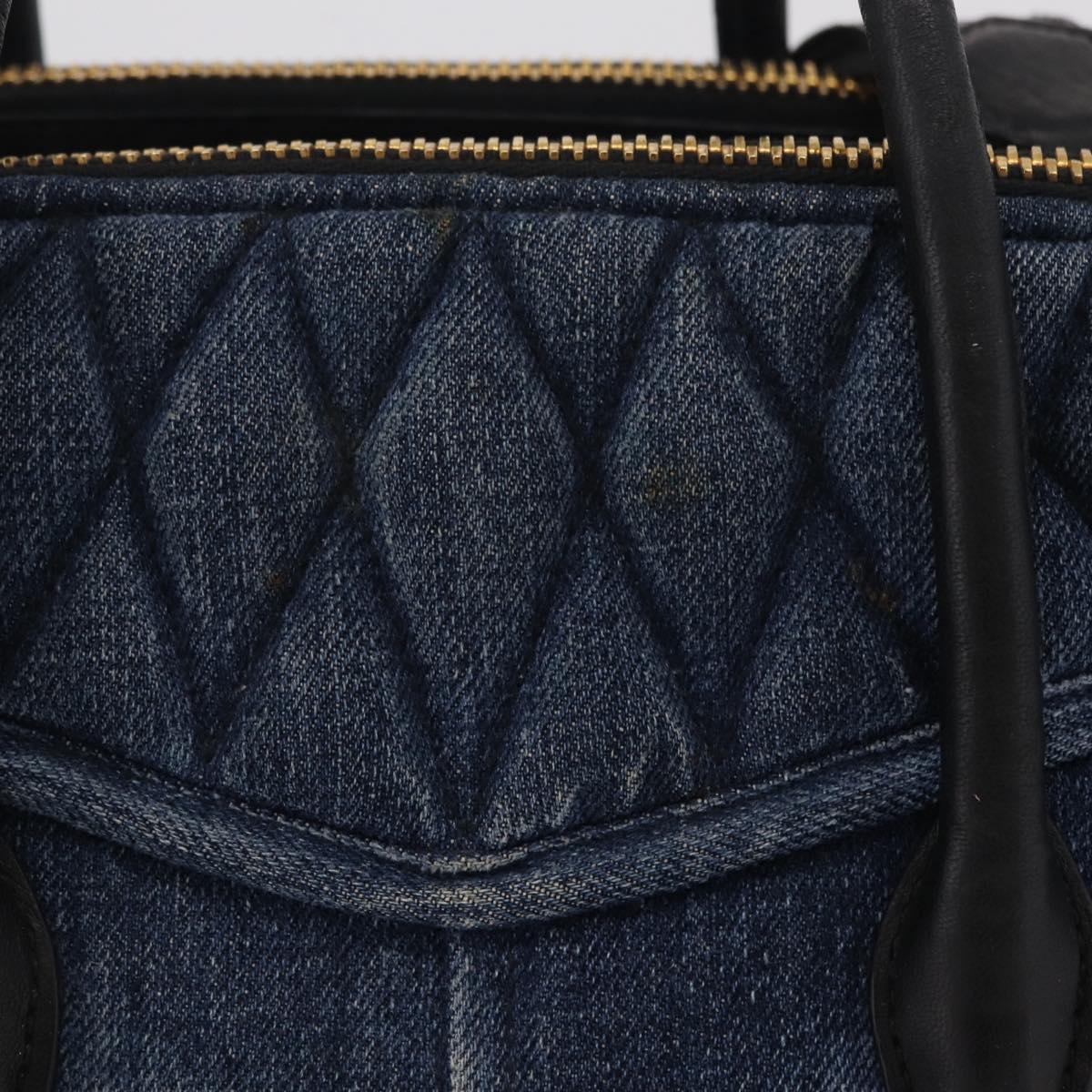 Miu Miu Biker Hand Bag Denim 2way Navy Gold Auth 206083V