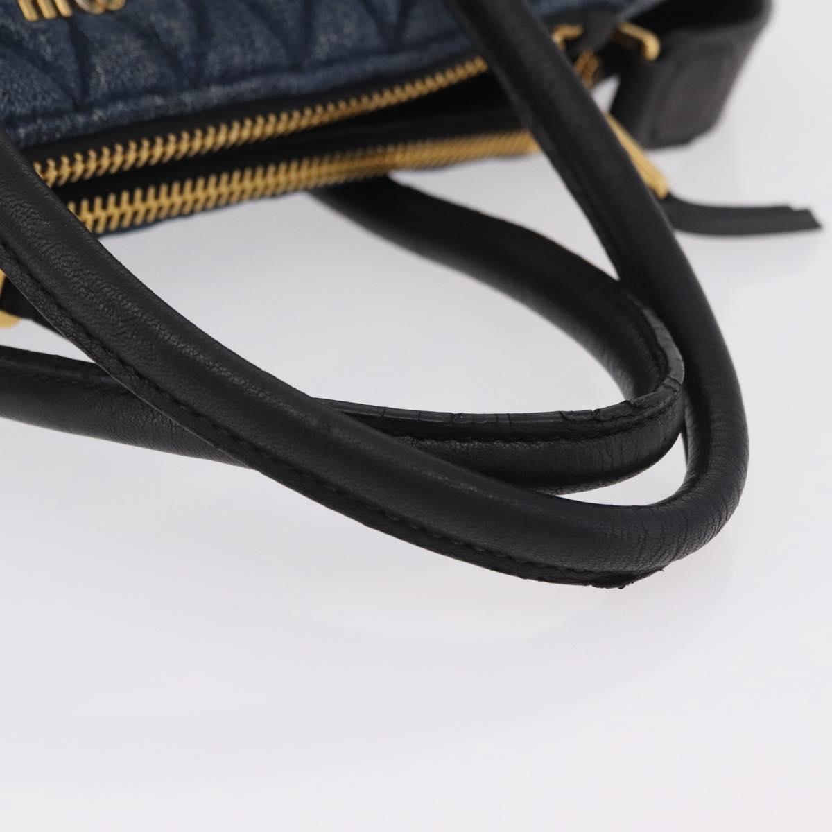 Miu Miu Biker Hand Bag Denim 2way Navy Gold Auth 206083V