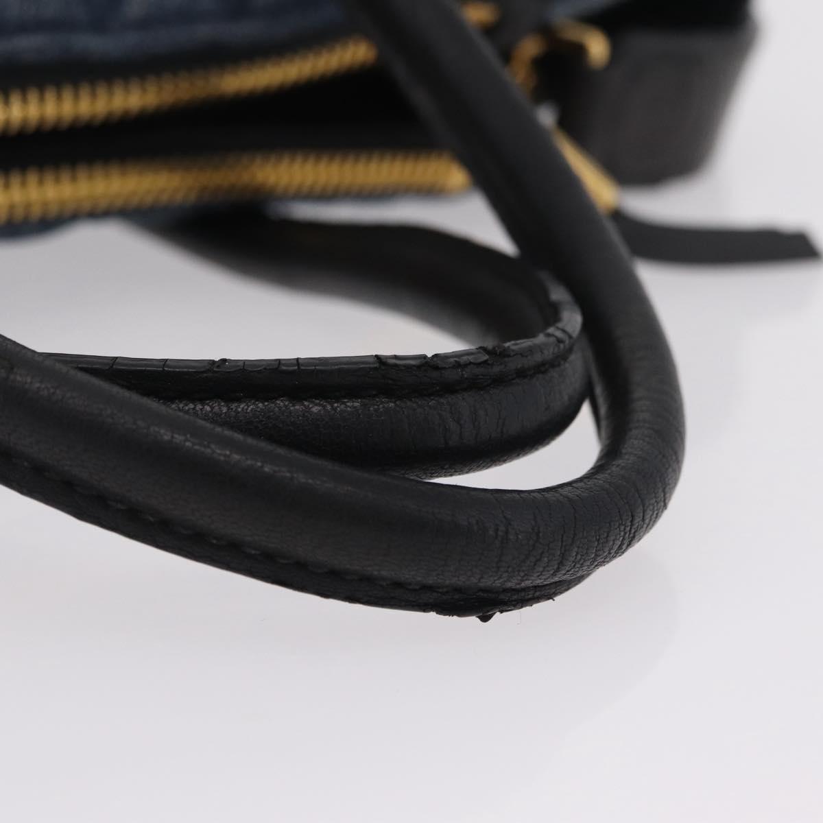 Miu Miu Biker Hand Bag Denim 2way Navy Gold Auth 206083V