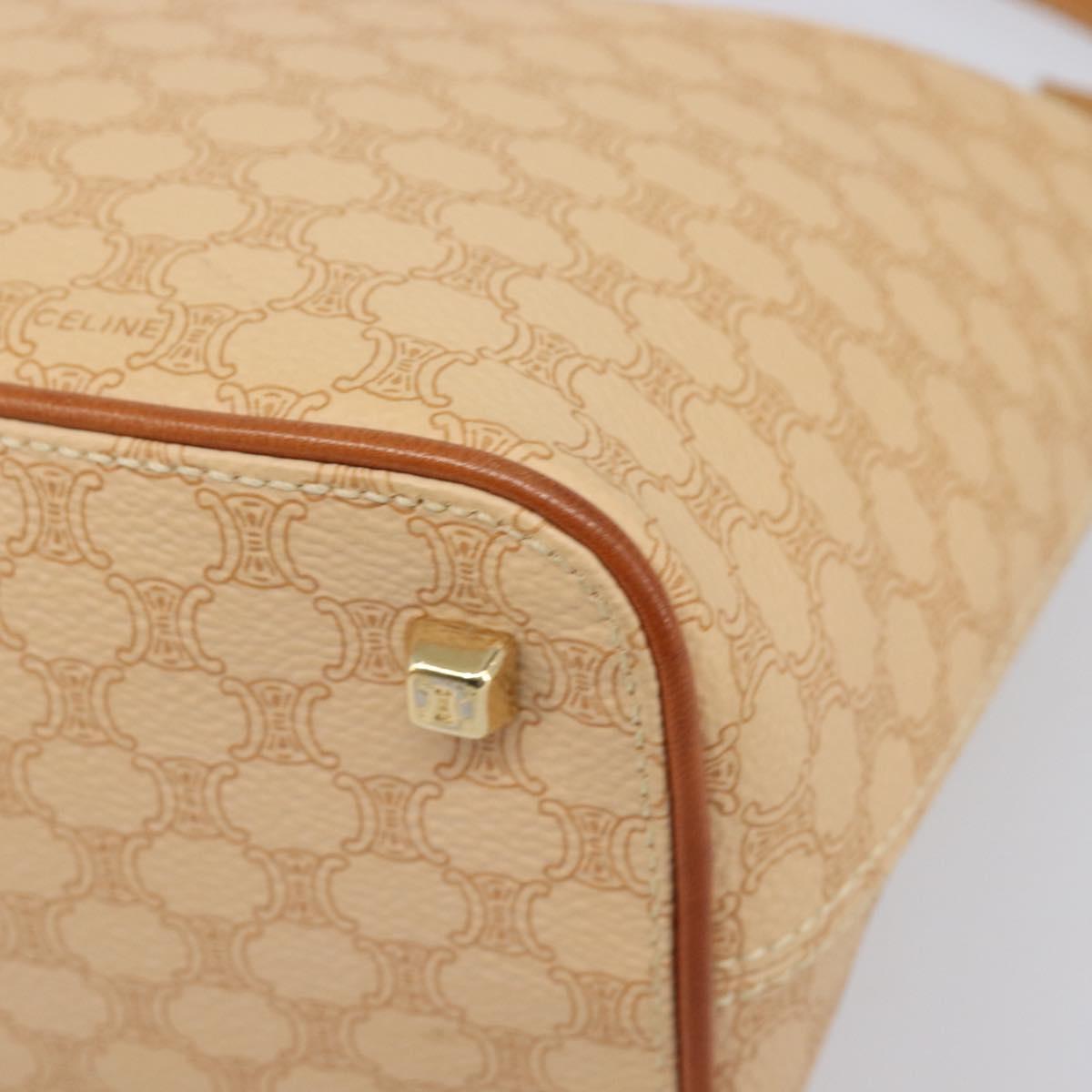 CELINE Macadam Canvas Accessory Pouch PVC Leather Beige Gold Auth 206085V