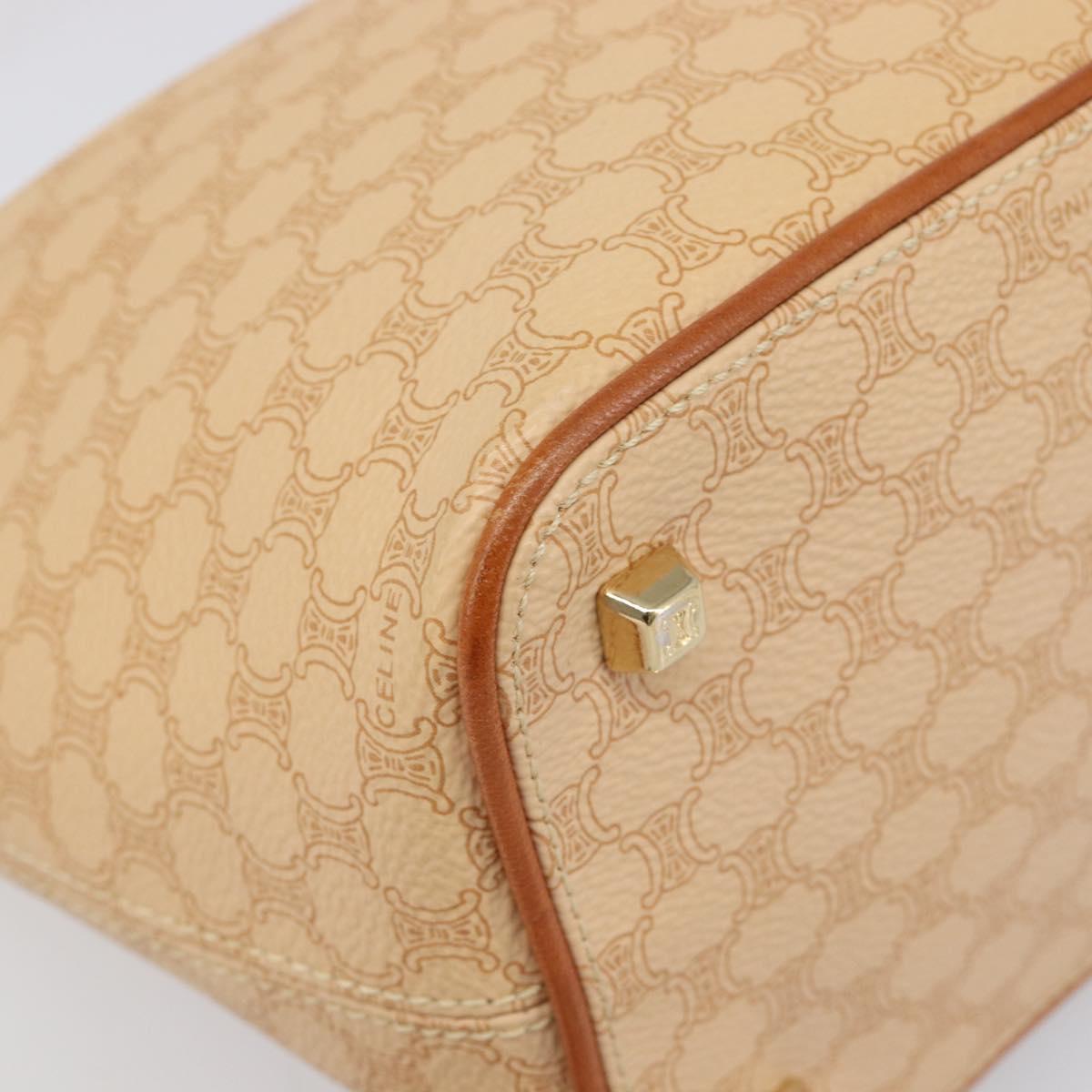CELINE Macadam Canvas Accessory Pouch PVC Leather Beige Gold Auth 206085V
