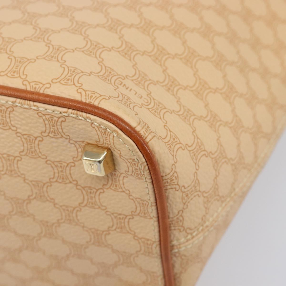 CELINE Macadam Canvas Accessory Pouch PVC Leather Beige Gold Auth 206085V