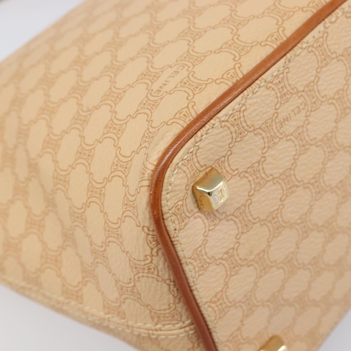 CELINE Macadam Canvas Accessory Pouch PVC Leather Beige Gold Auth 206085V