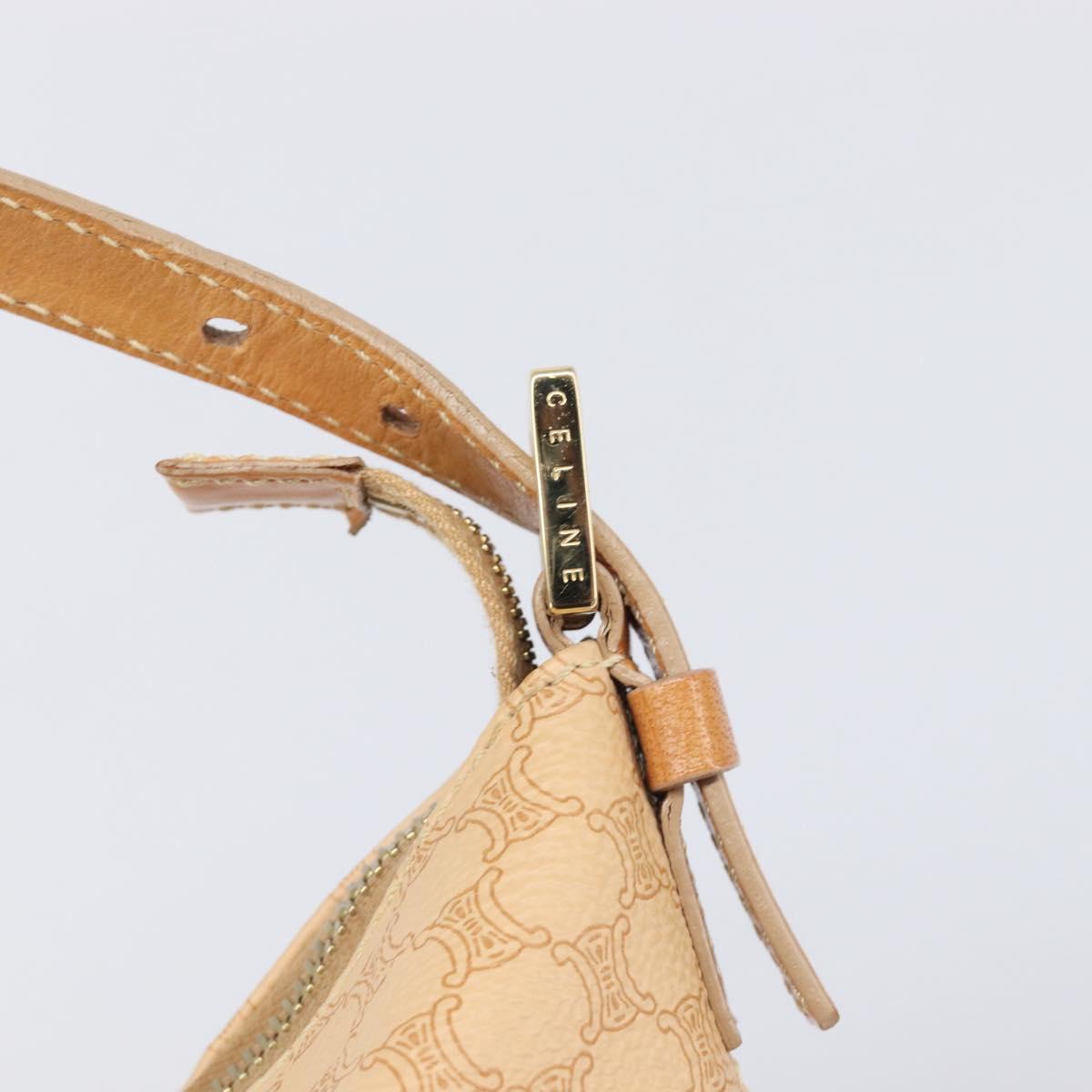 CELINE Macadam Canvas Accessory Pouch PVC Leather Beige Gold Auth 206085V
