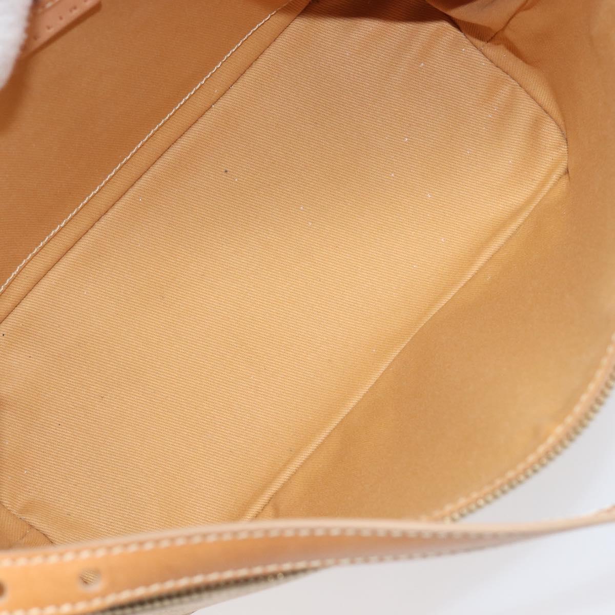 CELINE Macadam Canvas Accessory Pouch PVC Leather Beige Gold Auth 206085V