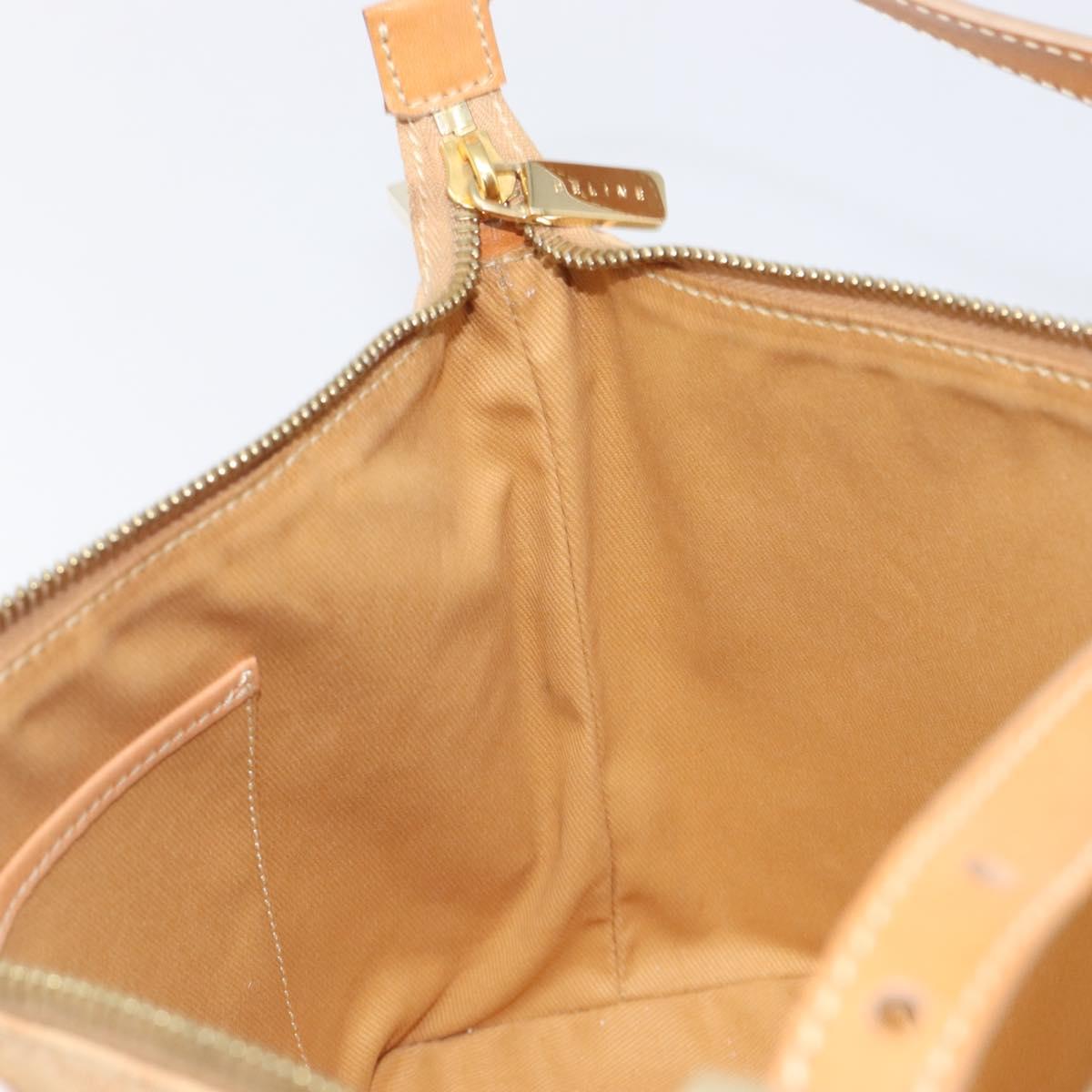 CELINE Macadam Canvas Accessory Pouch PVC Leather Beige Gold Auth 206085V