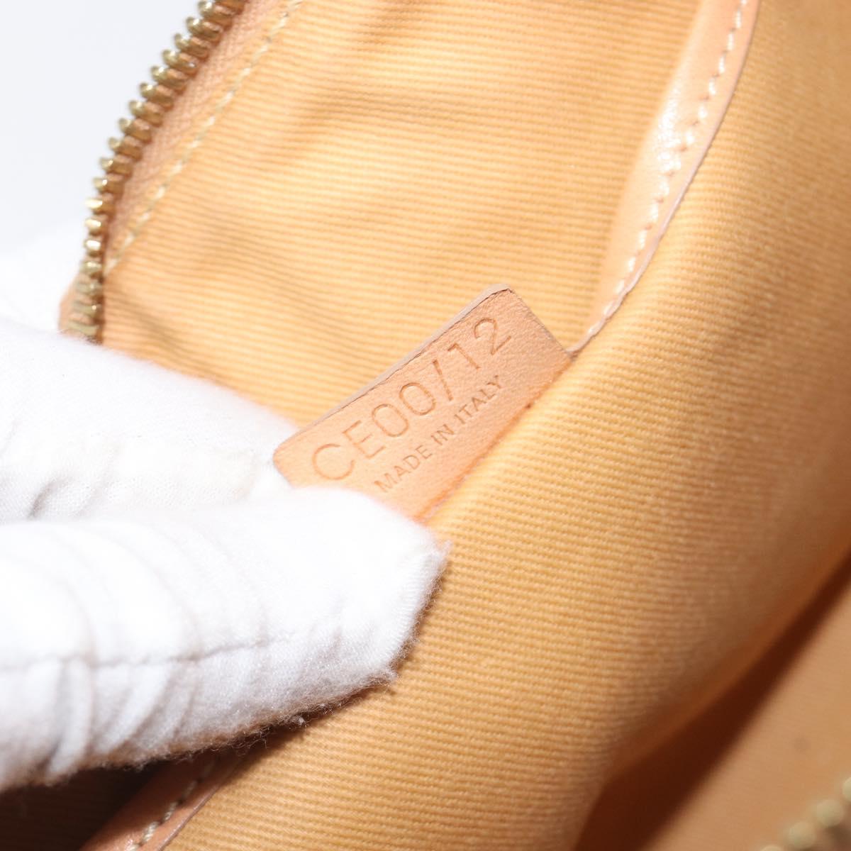 CELINE Macadam Canvas Accessory Pouch PVC Leather Beige Gold Auth 206085V