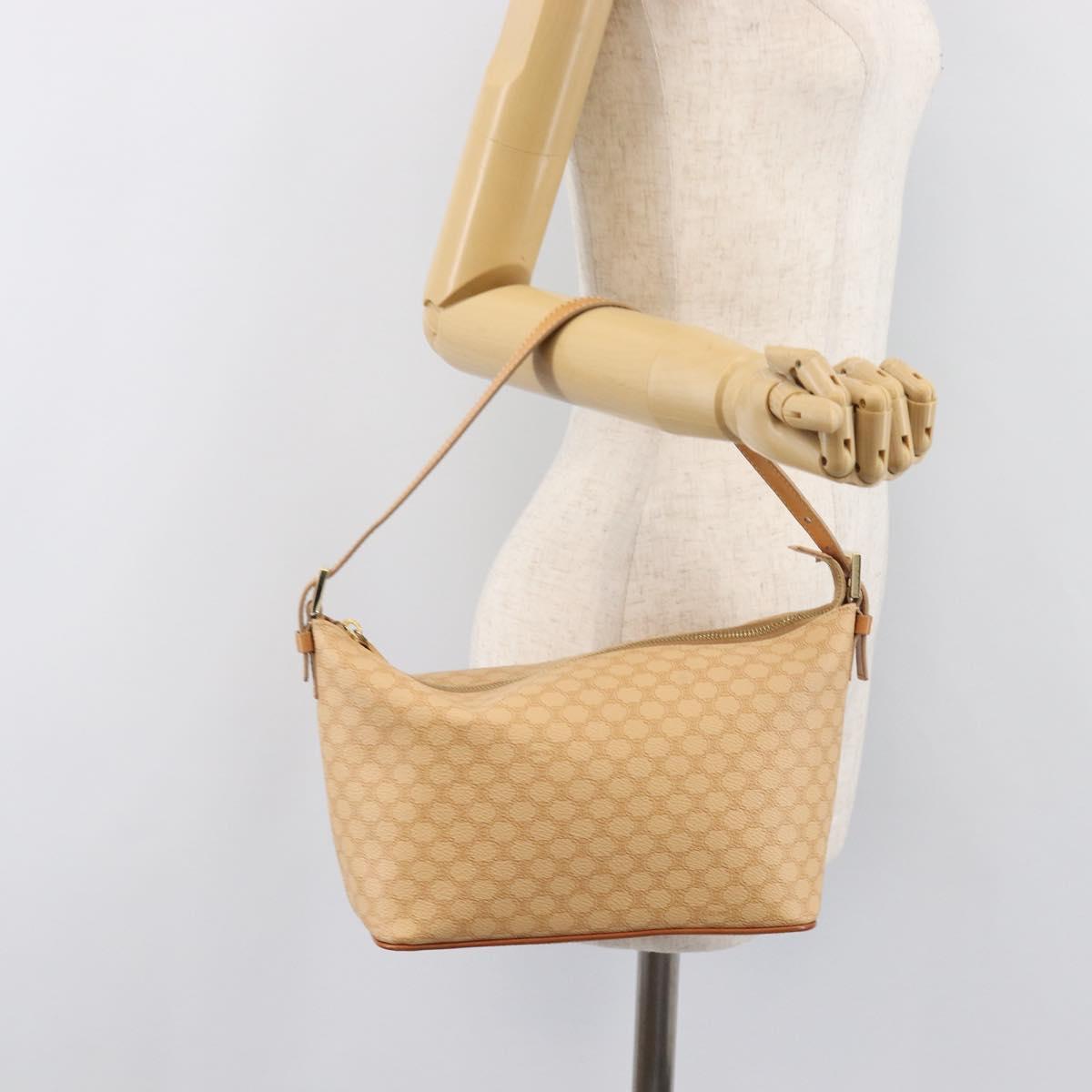 CELINE Macadam Canvas Accessory Pouch PVC Leather Beige Gold Auth 206085V