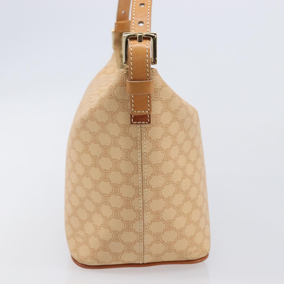 CELINE Macadam Canvas Accessory Pouch PVC Leather Beige Gold Auth 206085V
