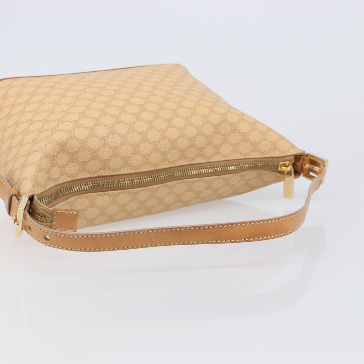 CELINE Macadam Canvas Accessory Pouch PVC Leather Beige Gold Auth 206085V