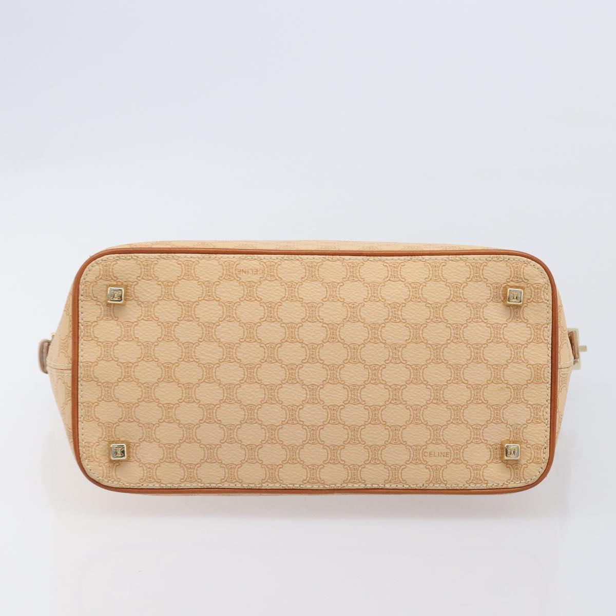 CELINE Macadam Canvas Accessory Pouch PVC Leather Beige Gold Auth 206085V