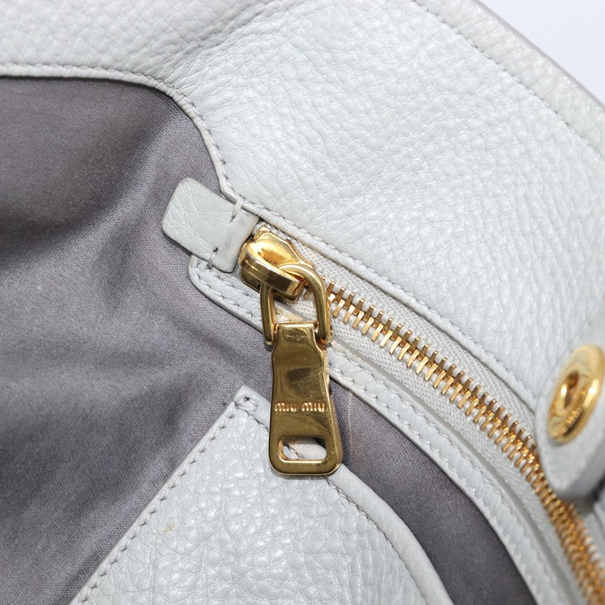 Miu Miu Hand Bag Leather 2way Gray Gold Auth 206086V