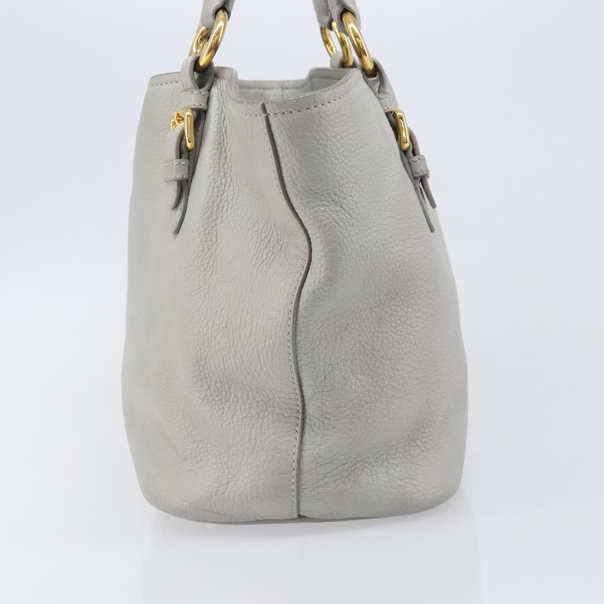 Miu Miu Hand Bag Leather 2way Gray Gold Auth 206086V