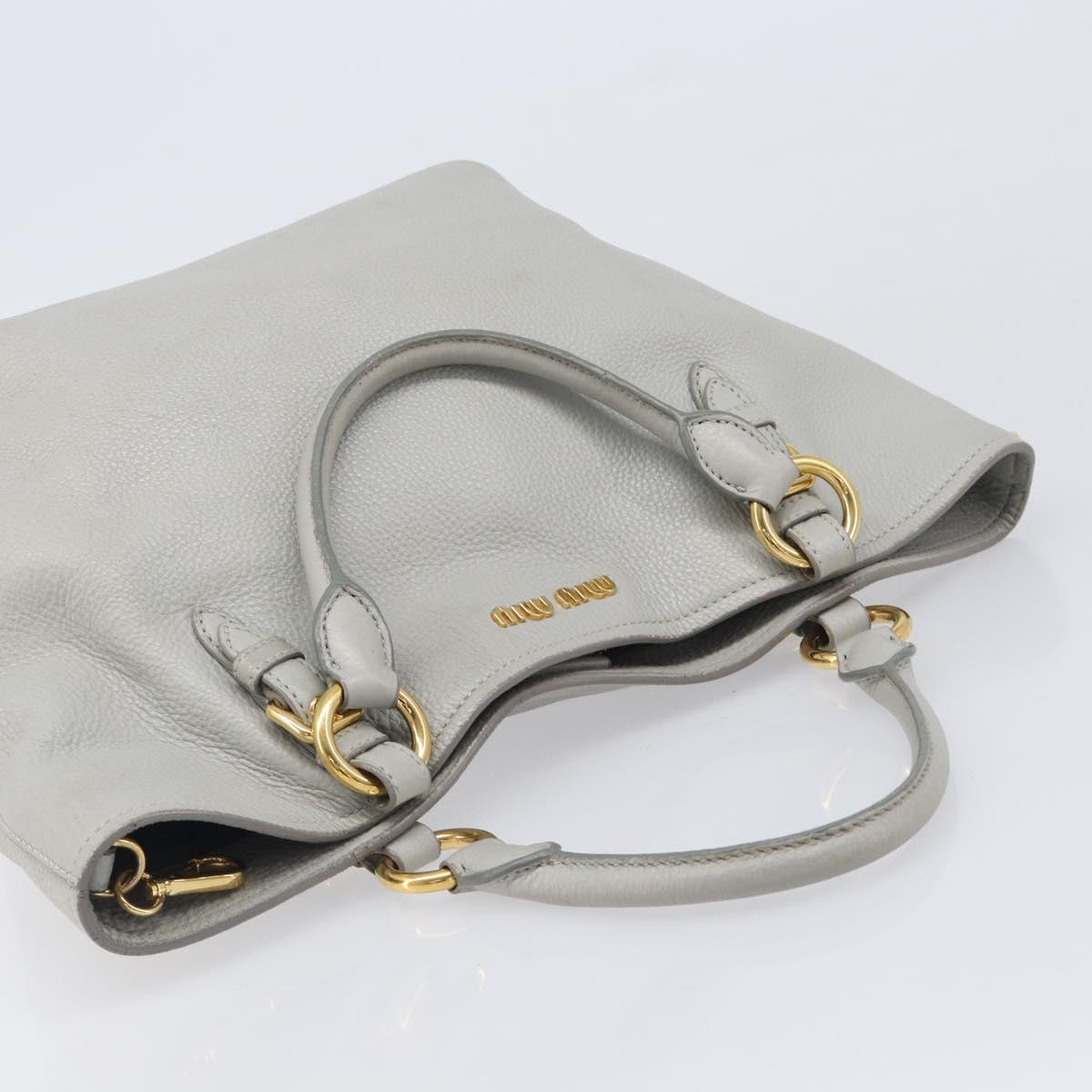 Miu Miu Hand Bag Leather 2way Gray Gold Auth 206086V
