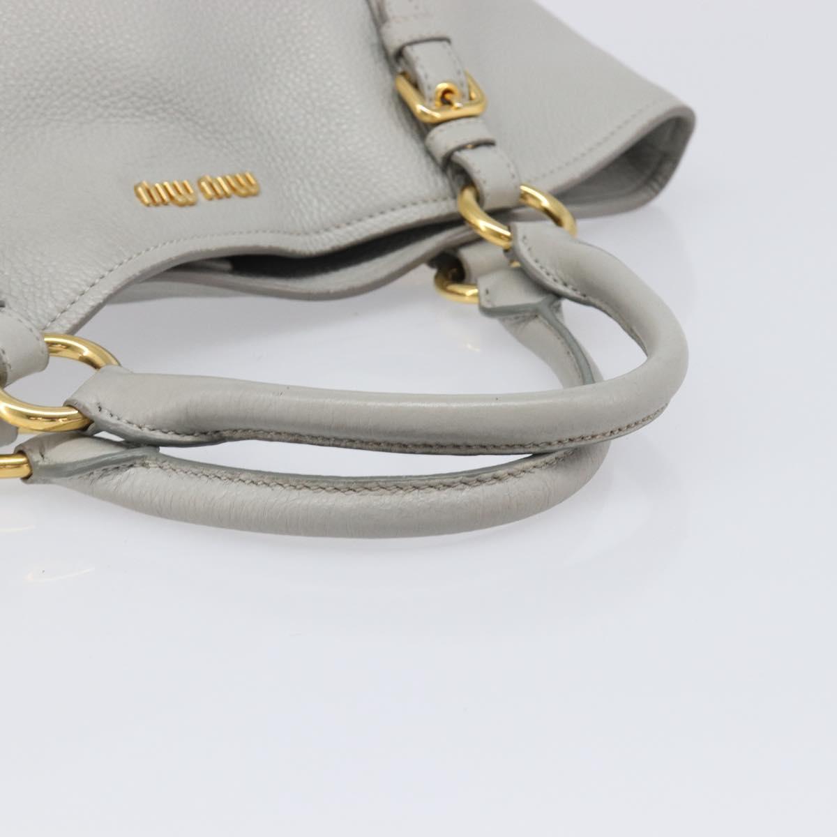 Miu Miu Hand Bag Leather 2way Gray Gold Auth 206086V