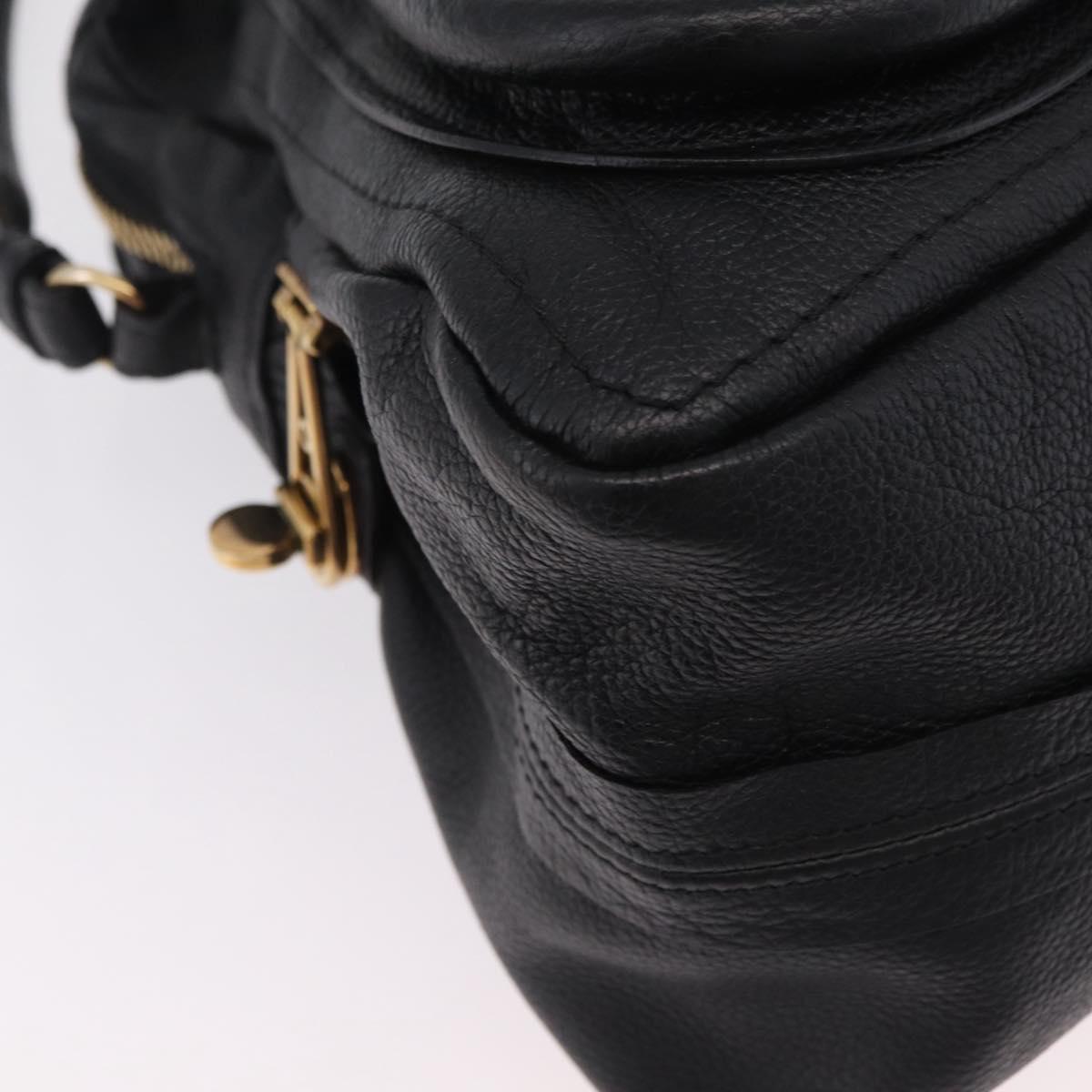 Chloe Paraty Hand Bag Leather 2way Black Gold Auth 206089V