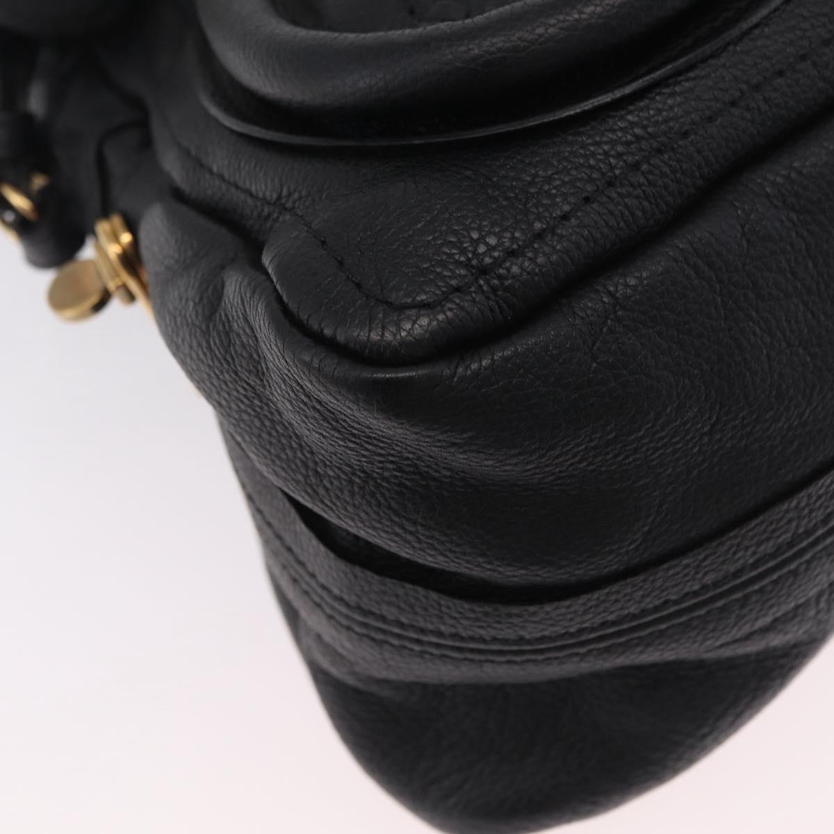 Chloe Paraty Hand Bag Leather 2way Black Gold Auth 206089V