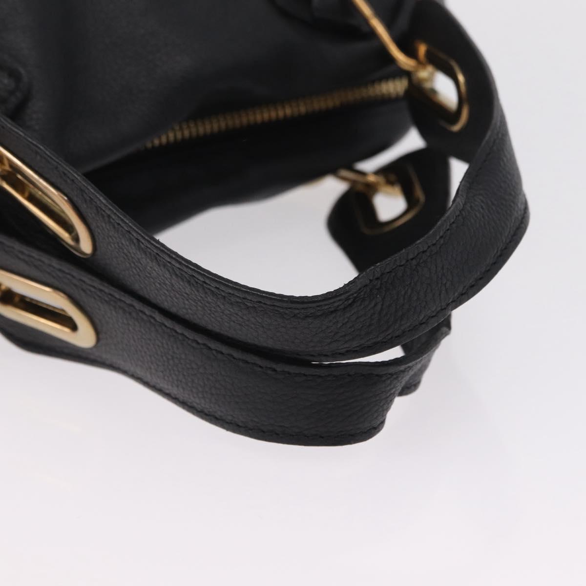 Chloe Paraty Hand Bag Leather 2way Black Gold Auth 206089V