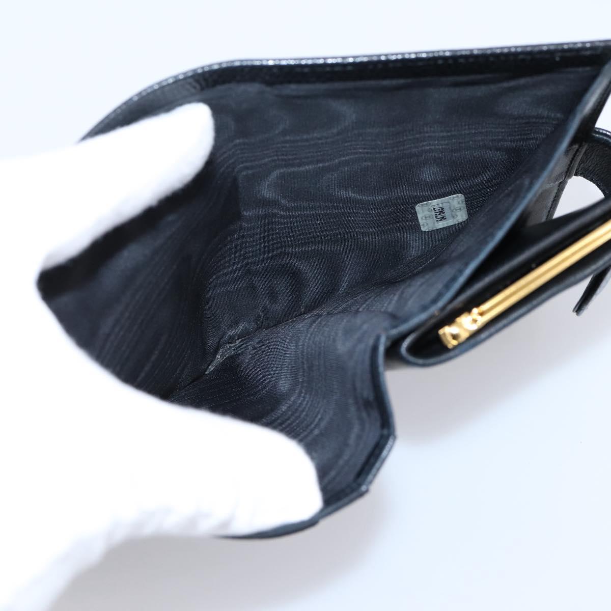 CHANEL COCO Mark Compact Wallet Caviar Skin Black Gold CC Auth 206090V