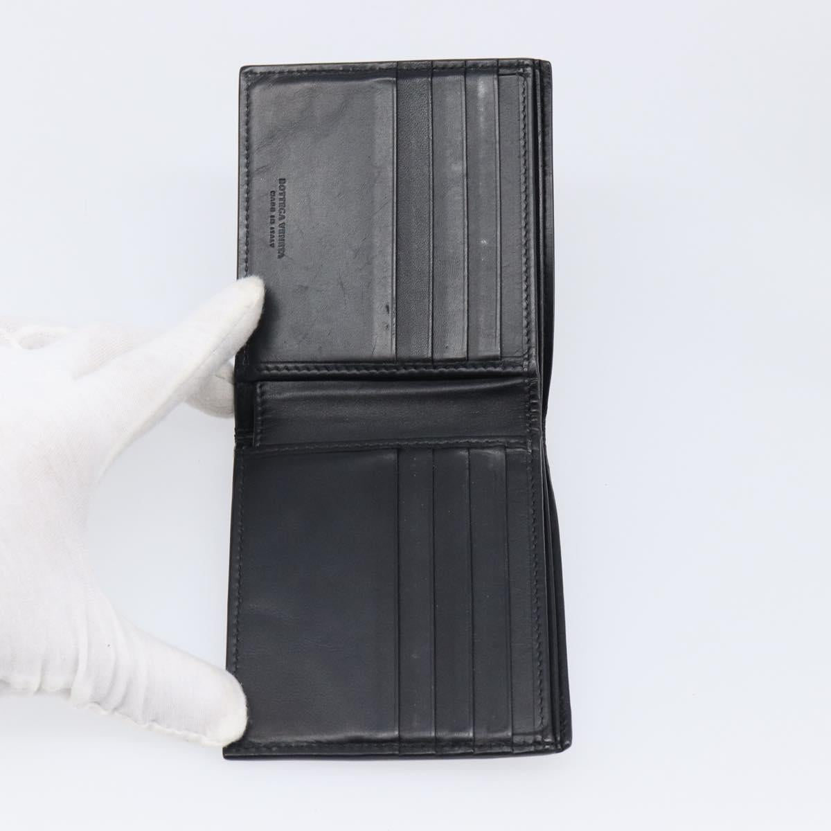 BOTTEGA VENETA INTRECCIATO Wallet Leather Black Auth 206093V