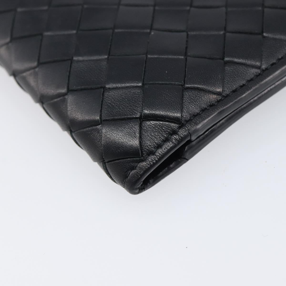 BOTTEGA VENETA INTRECCIATO Wallet Leather Black Auth 206093V