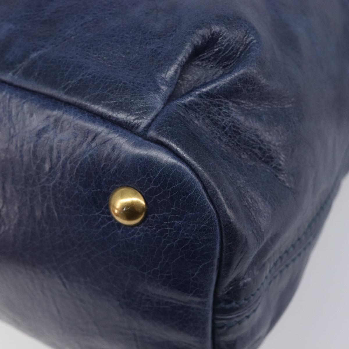 Miu Miu Hand Bag Vitellolux 2way Navy Gold Auth 206095M