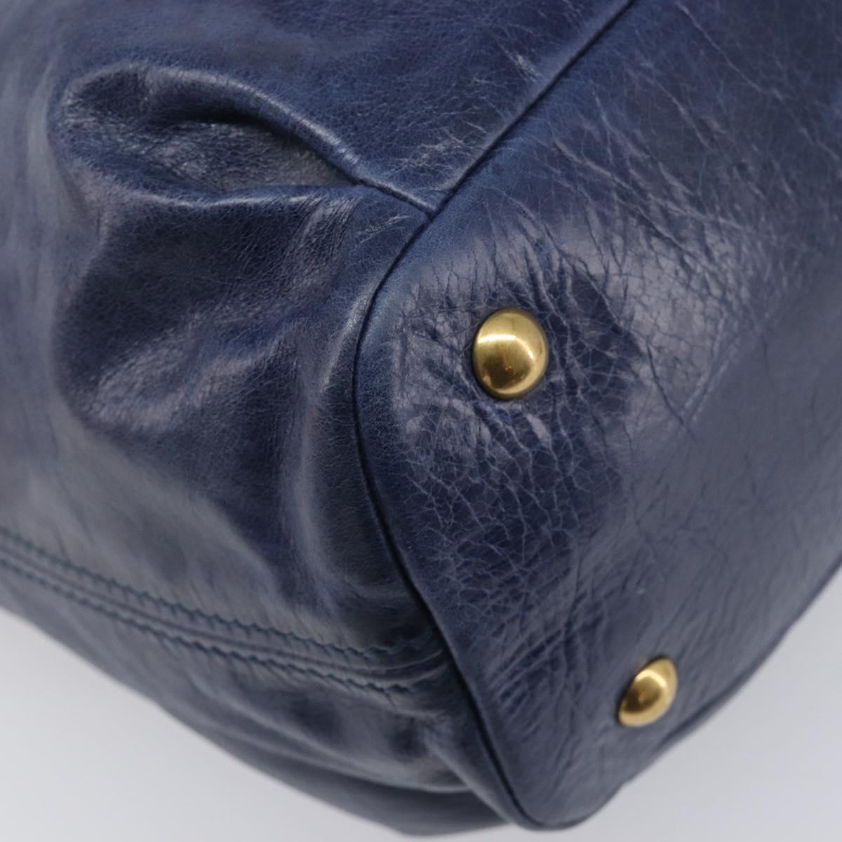 Miu Miu Hand Bag Vitellolux 2way Navy Gold Auth 206095M