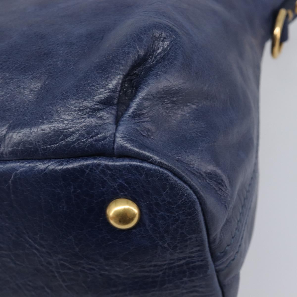 Miu Miu Hand Bag Vitellolux 2way Navy Gold Auth 206095M
