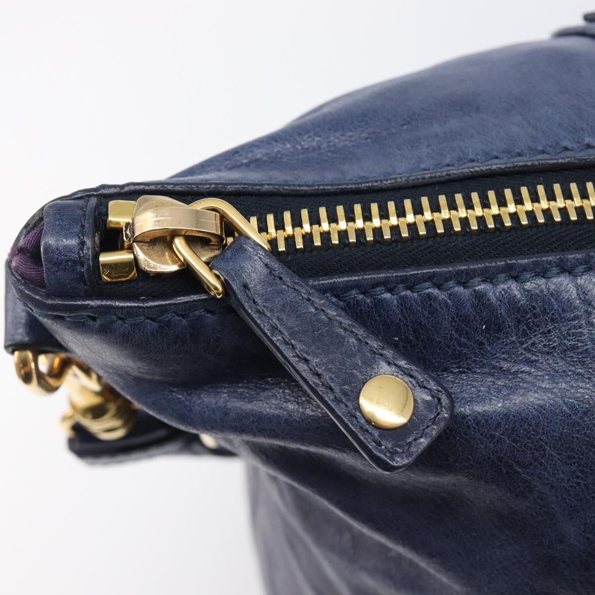 Miu Miu Hand Bag Vitellolux 2way Navy Gold Auth 206095M