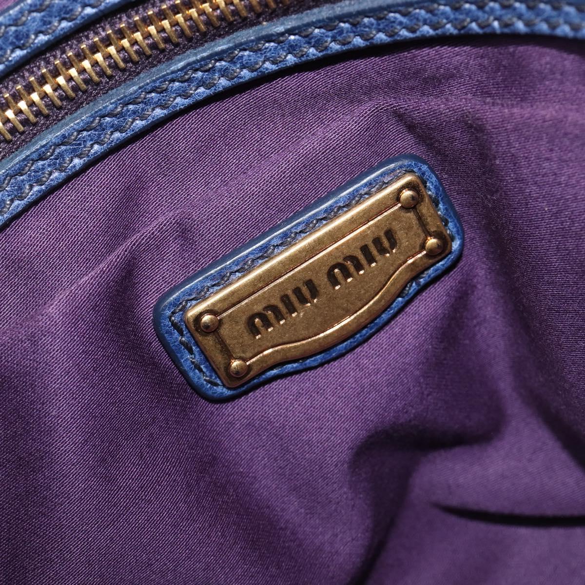 Miu Miu Hand Bag Vitellolux 2way Navy Gold Auth 206095M