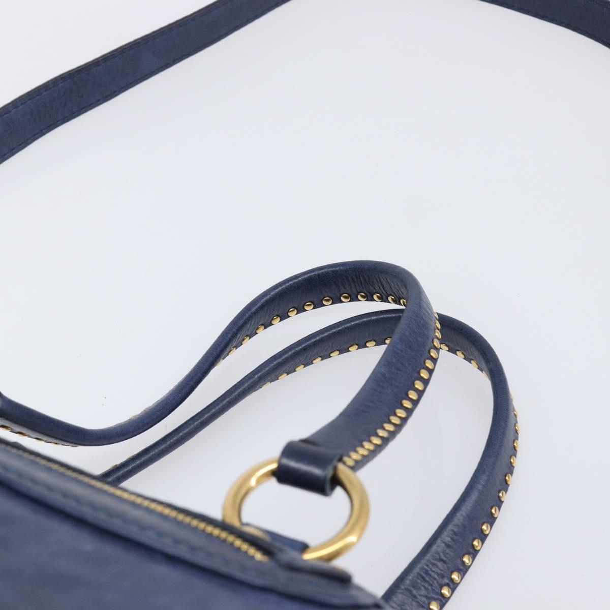Miu Miu Hand Bag Vitellolux 2way Navy Gold Auth 206095M