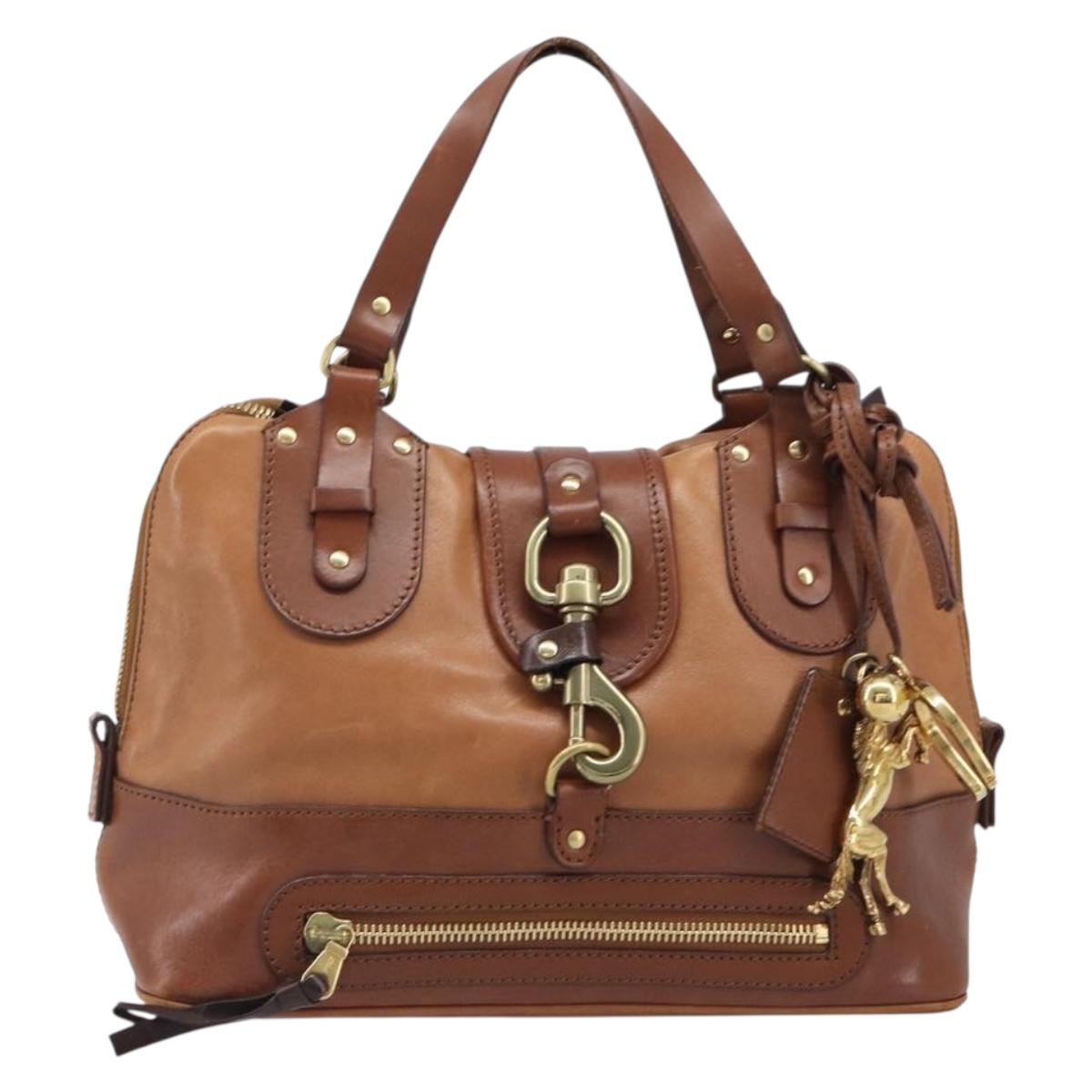 Chloe Kerala Hand Bag Leather Brown Gold Auth 206098V