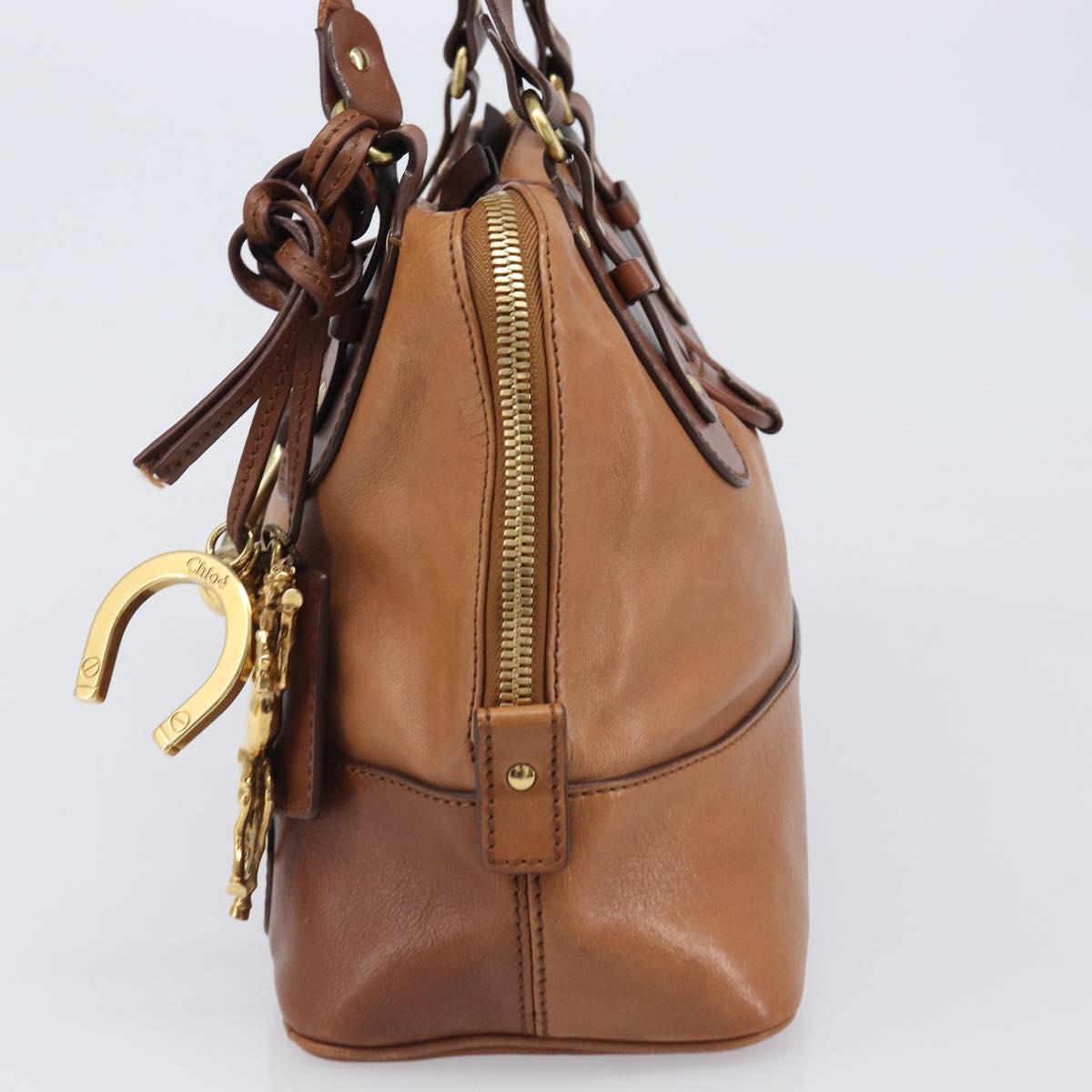 Chloe Kerala Hand Bag Leather Brown Gold Auth 206098V