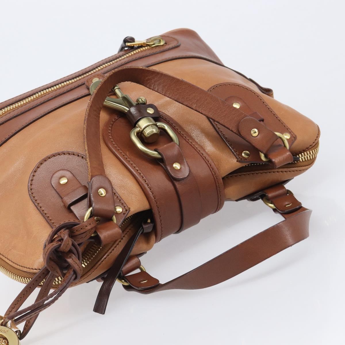 Chloe Kerala Hand Bag Leather Brown Gold Auth 206098V