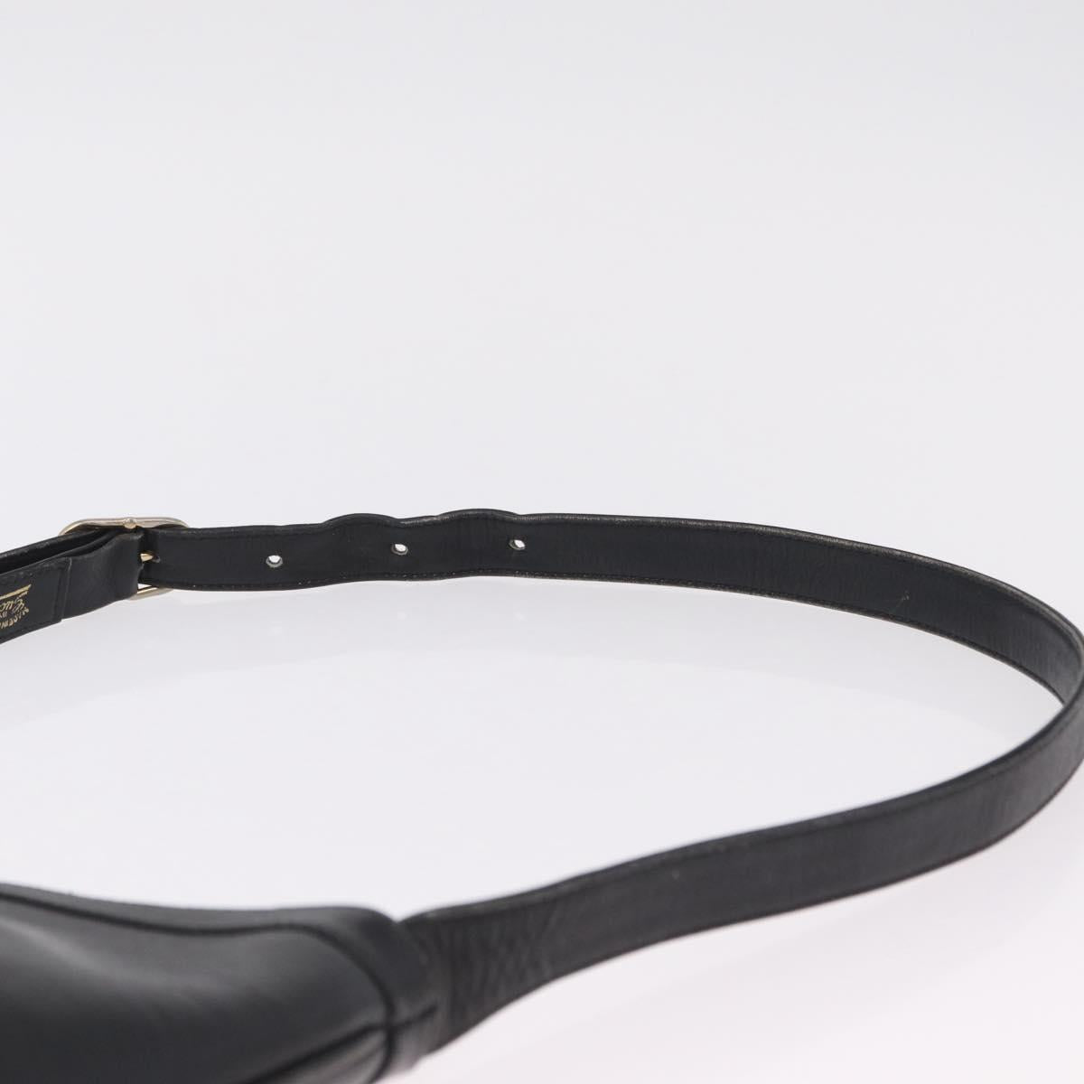 GUCCI Web Sherry Line Shoulder Bag Leather Black Gold Auth 206101