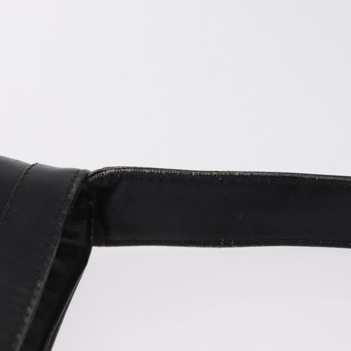 GUCCI Web Sherry Line Shoulder Bag Leather Black Gold Auth 206101