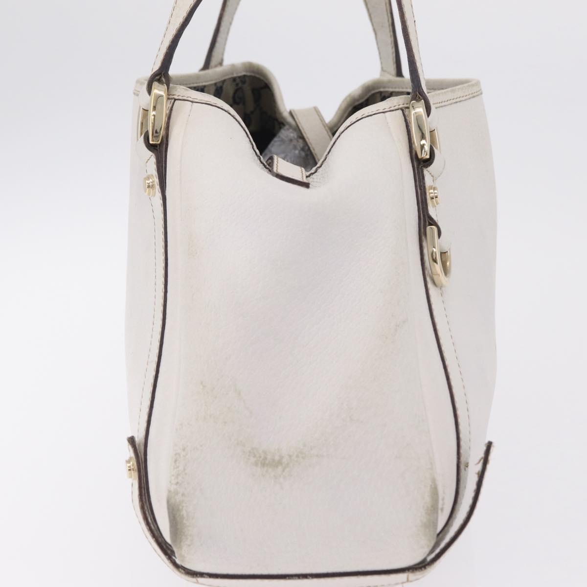 GUCCI Abbey Tote Bag Leather White Gold 130736 Auth 206102