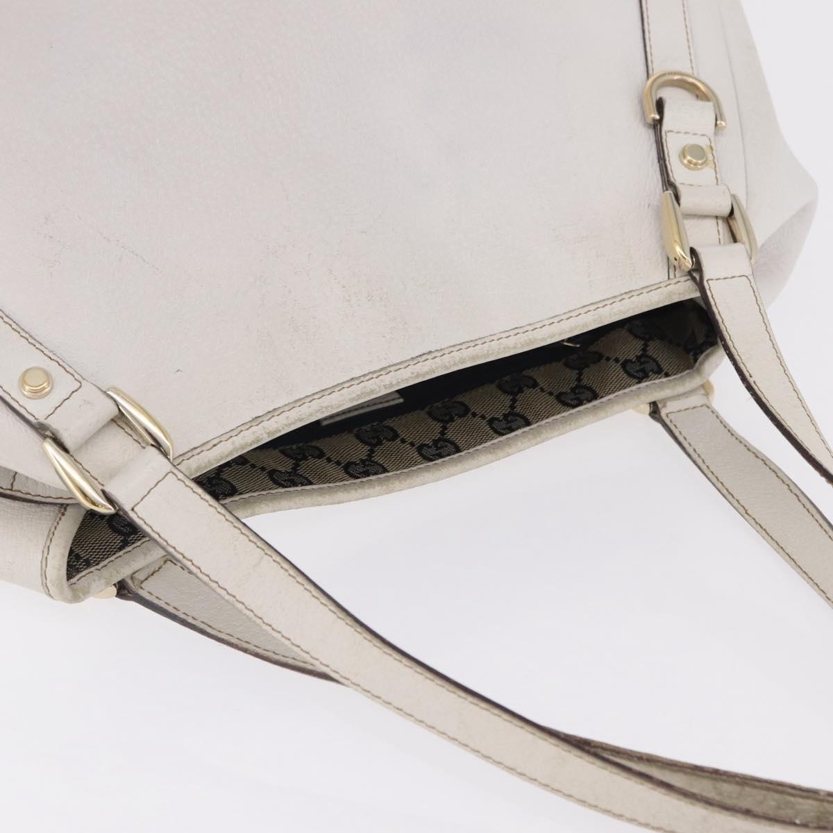 GUCCI Abbey Tote Bag Leather White Gold 130736 Auth 206102