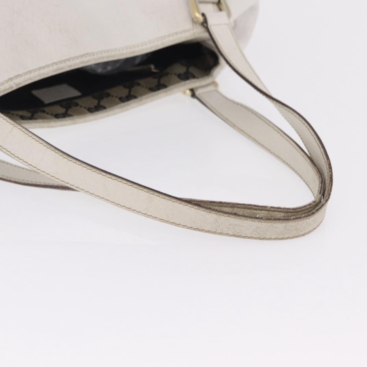 GUCCI Abbey Tote Bag Leather White Gold 130736 Auth 206102
