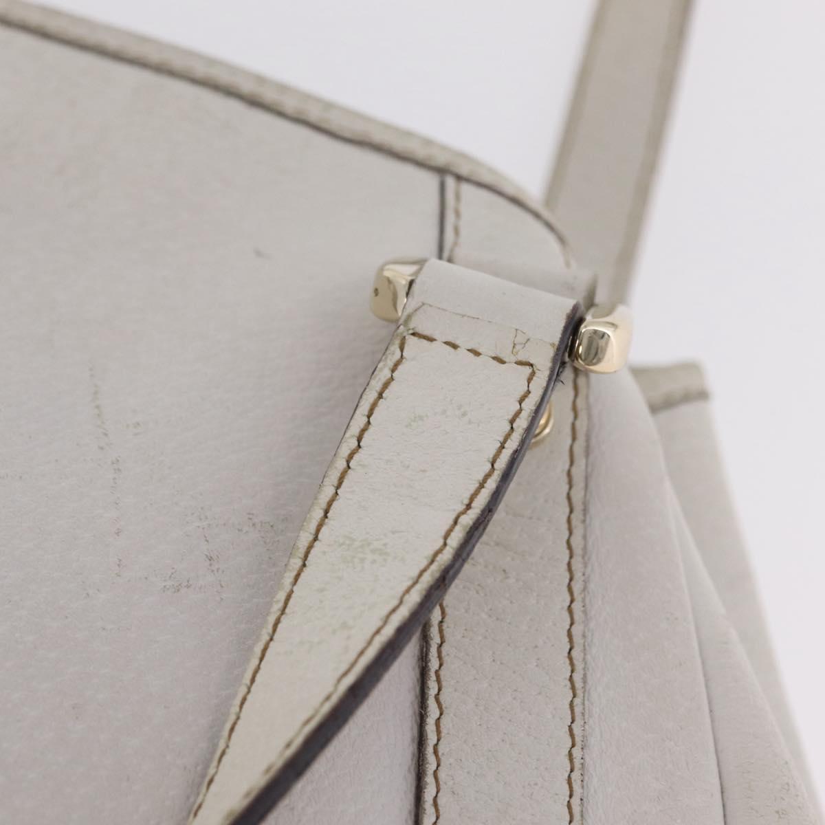 GUCCI Abbey Tote Bag Leather White Gold 130736 Auth 206102