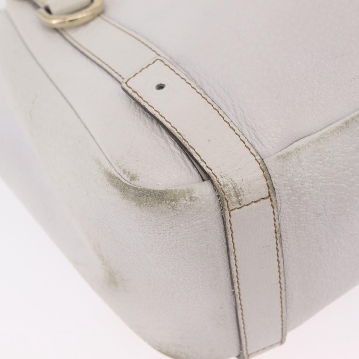 GUCCI Abbey Tote Bag Leather White Gold 130736 Auth 206102
