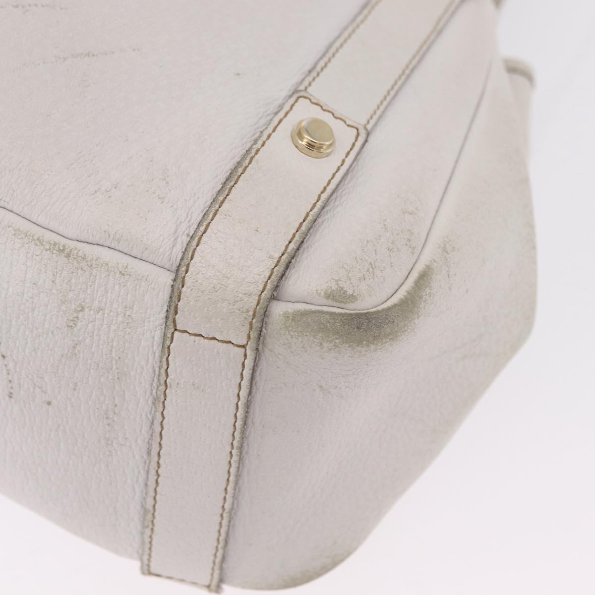 GUCCI Abbey Tote Bag Leather White Gold 130736 Auth 206102