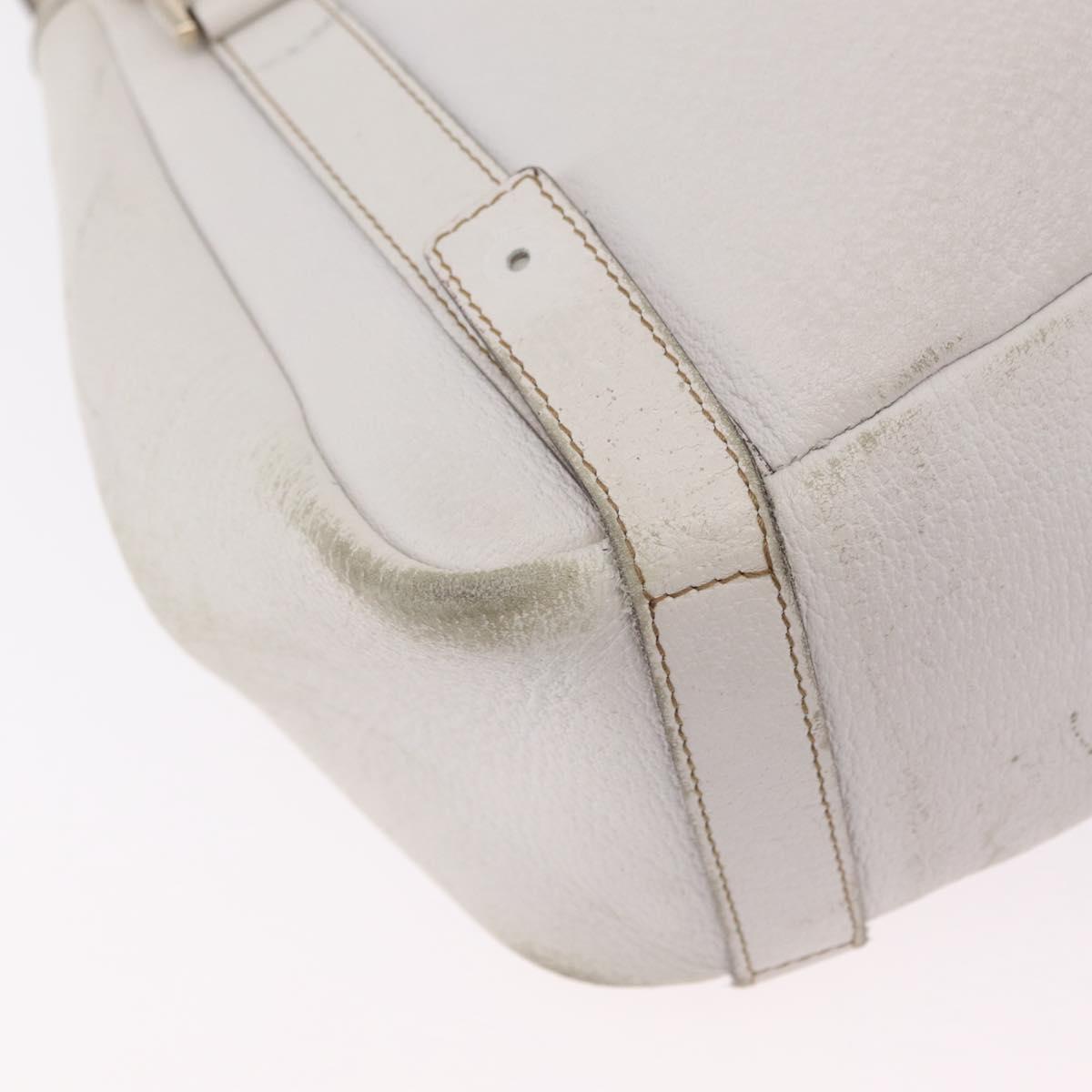 GUCCI Abbey Tote Bag Leather White Gold 130736 Auth 206102